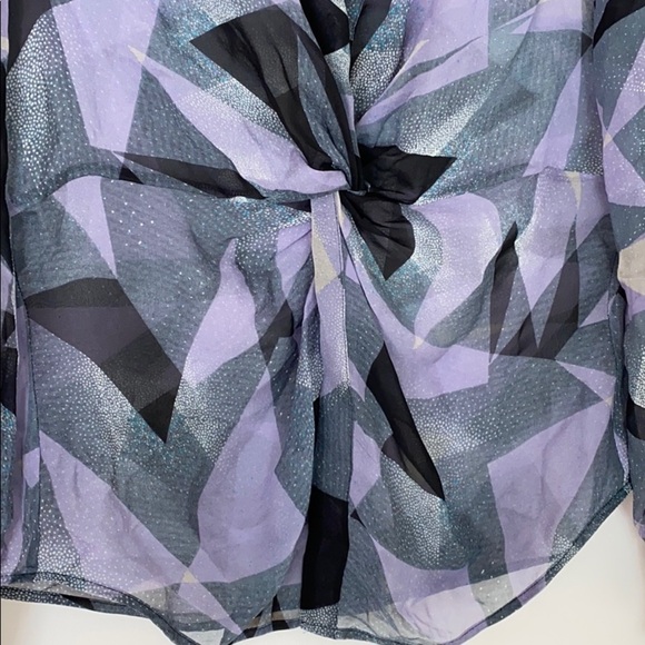 Diane von Furstenberg sheer silk twist front top - Picture 3 of 7